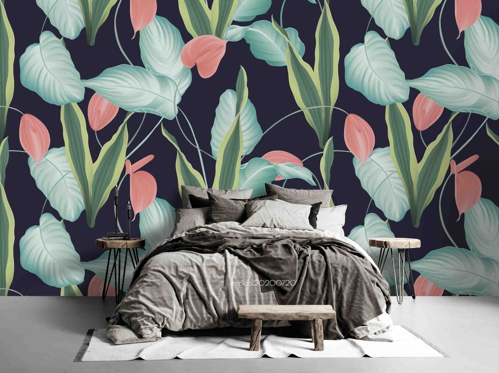 3D Tropical Leaf Plantation Pattern Wall Murals Wallpaper Murals Wall Sticker 2