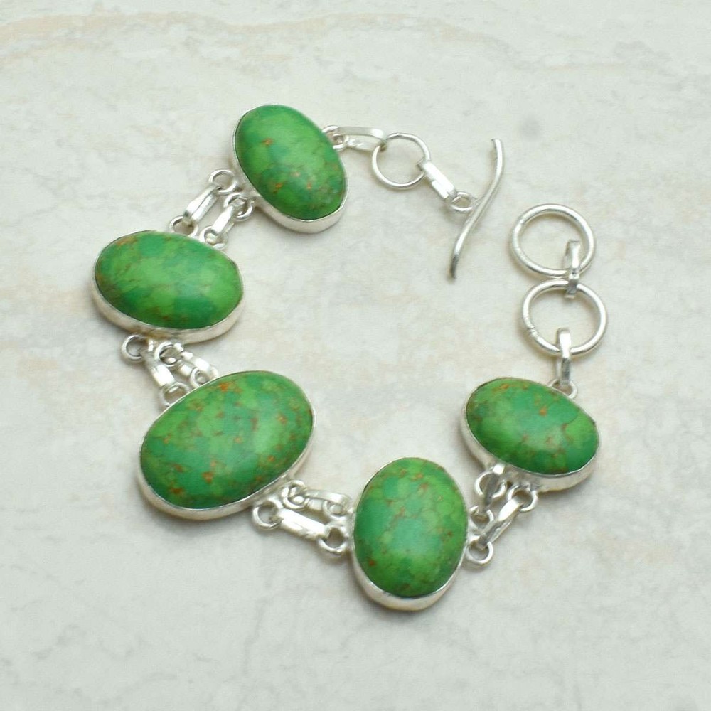 Copper Turquoise Gemstone Handmade Bracelet Jewelry 22 Gms Wedding Gift AB-68889