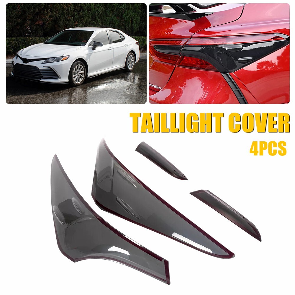 Glossy Black Smoke Rear Taillight Trim Cover Decor For 2018-2023 Toyota Camry