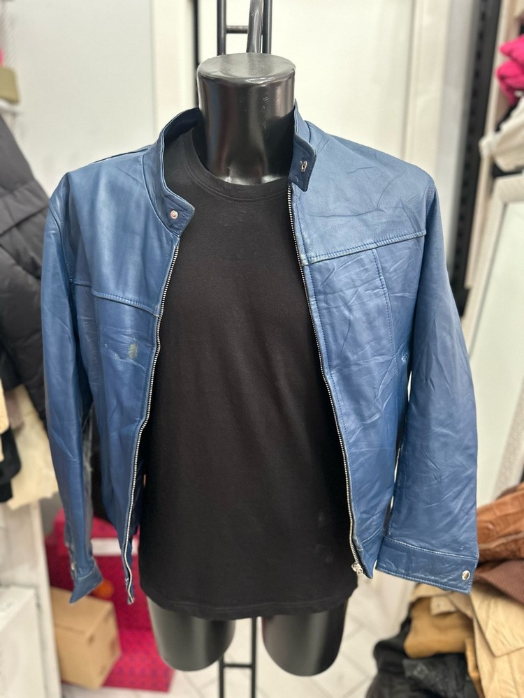 Falconpel Men's Genuine Leather Jacket Size M Blue LLV1994