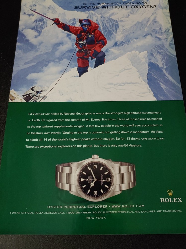 Rolex Explorer Watch Magazine Ad Advertisement Out of Print Collectible Display
