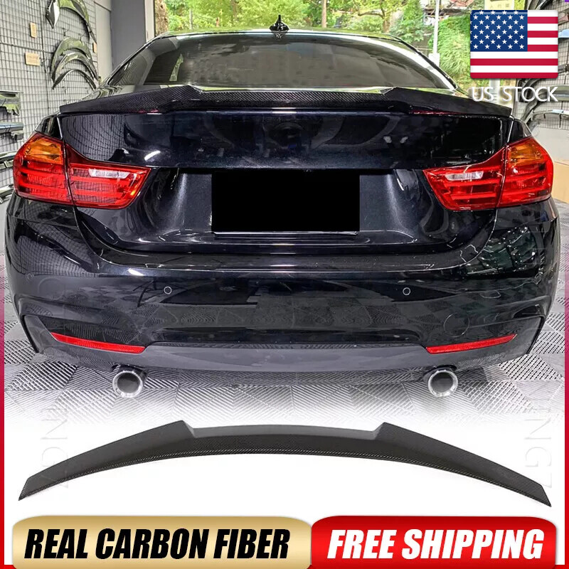 FOR 14-20 BMW F32 428 430 435i 2DR HIGH KICK REAL CARBON FIBER TRUNK SPOILER LIP