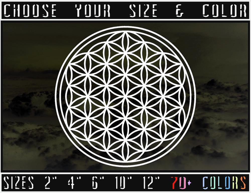 Flower Of Life Vinyl Decal (x2) Sacred Geometry - Car, Phone, Laptop, Yeti Decal