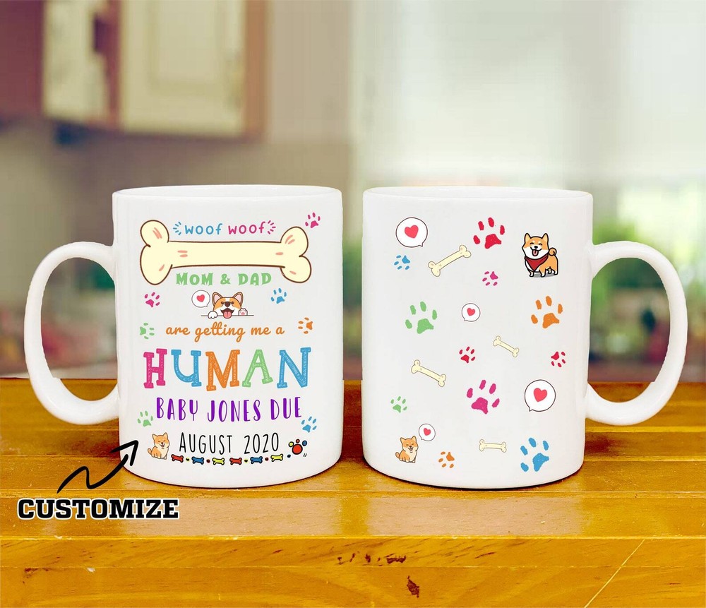 Mom & Dad Getting Me A Human Mug Customized Baby Mug Baby Announcement Mug C