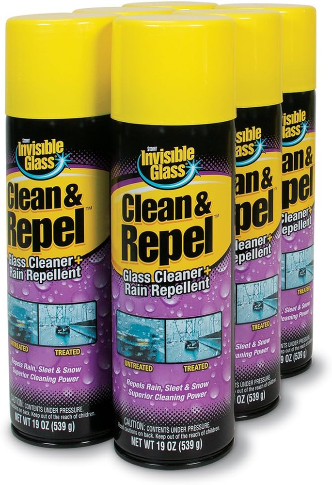 Premium Glass Cleaner with Rain Repellent - 6 Pack for Auto Exterior