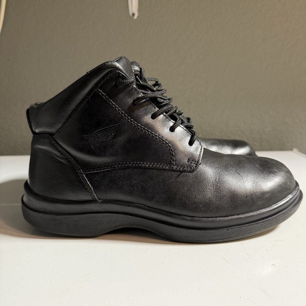 Vintage Red Wing Black Leather Chukka Boots Mens 8.5 USA Workwear Rubber Outsole  