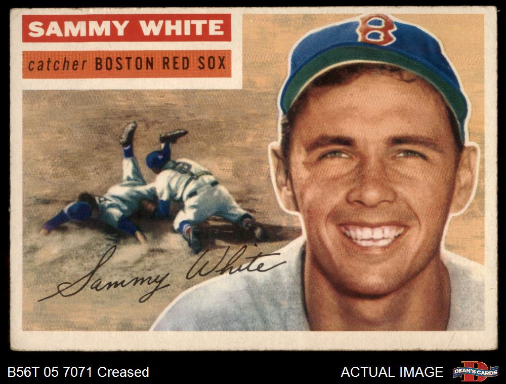 1956 Topps #168 Sammy White White Back Red Sox RARE VARIATION 3 - VG