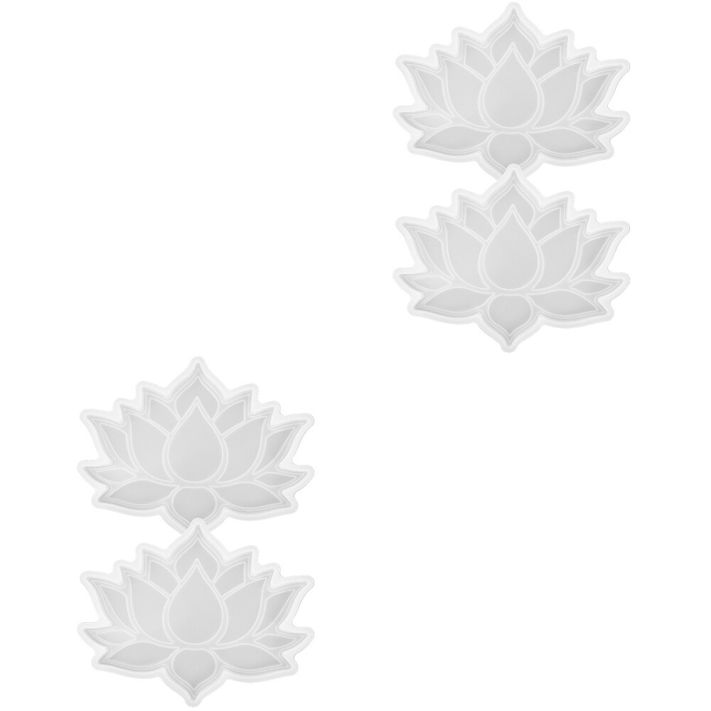 Set of 2 Lotus Flower Silicone Mold Decor Crystal Epoxy Handmade Coaster
