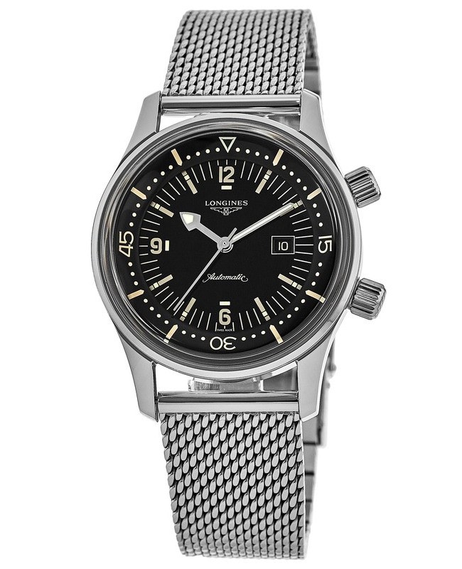 New Longines Legend Diver Black Dial Stainless Steel Unisex Watch Ref L3.374.4.50.6