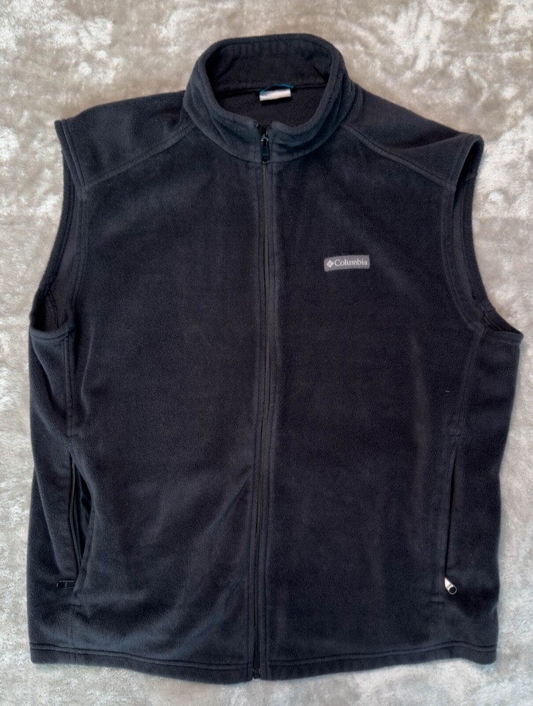 Columbia Men's XXL Benton Springs Black Full Zip Fleece Vest Cozy Outerwear  