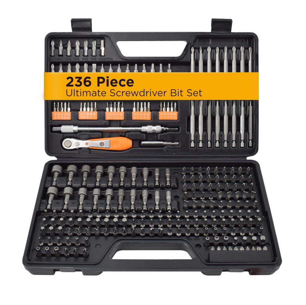236-Piece Premium Screwdriver Bit Set with Hard Case - Durable Carbon Steel Bits for All DIY Needs