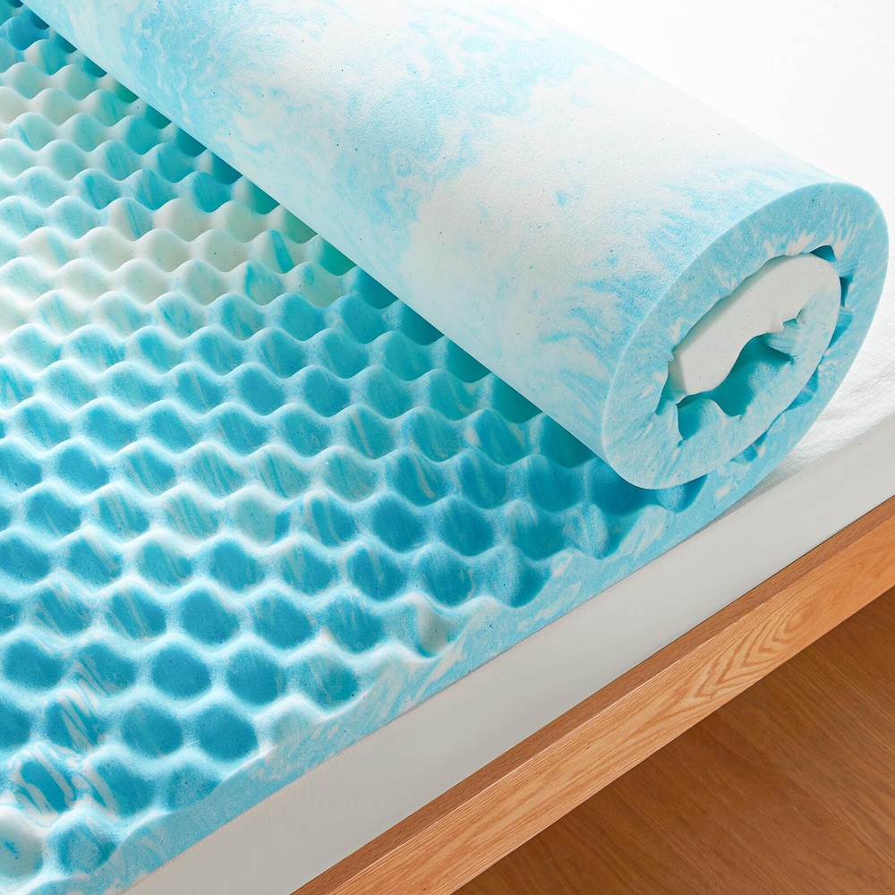 2-Inch Twin XL Egg Crate Memory Foam Mattress Topper for Pressure Relief, Coo...