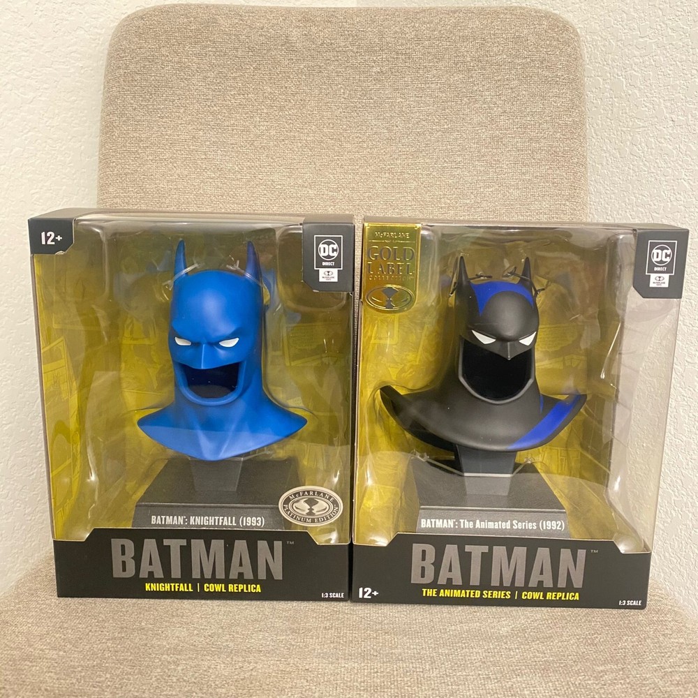 McFarlane Toys Batman Cowl Knightfall Platinum and Animated Series Gold Label