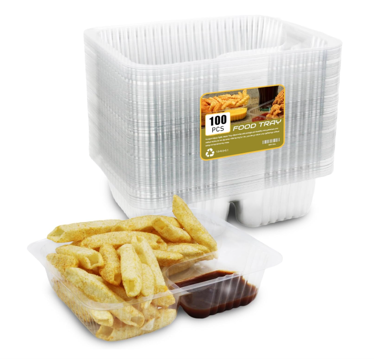 12Oz Disposable Nacho Trays with Chip & Dip Holders - Pack of 100  