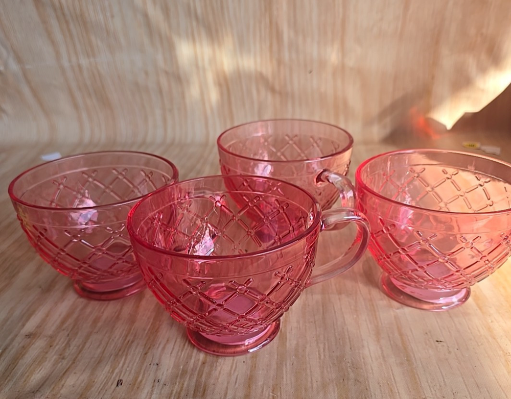 4-Piece Pink Glass Custard Cups – 14.5 oz Made in USA