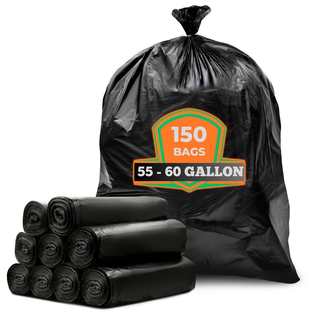 55 Gallon Trash Bags, 55-60 Gallon Trash Bags Heavy Duty (MegaValue Pack 150 ...