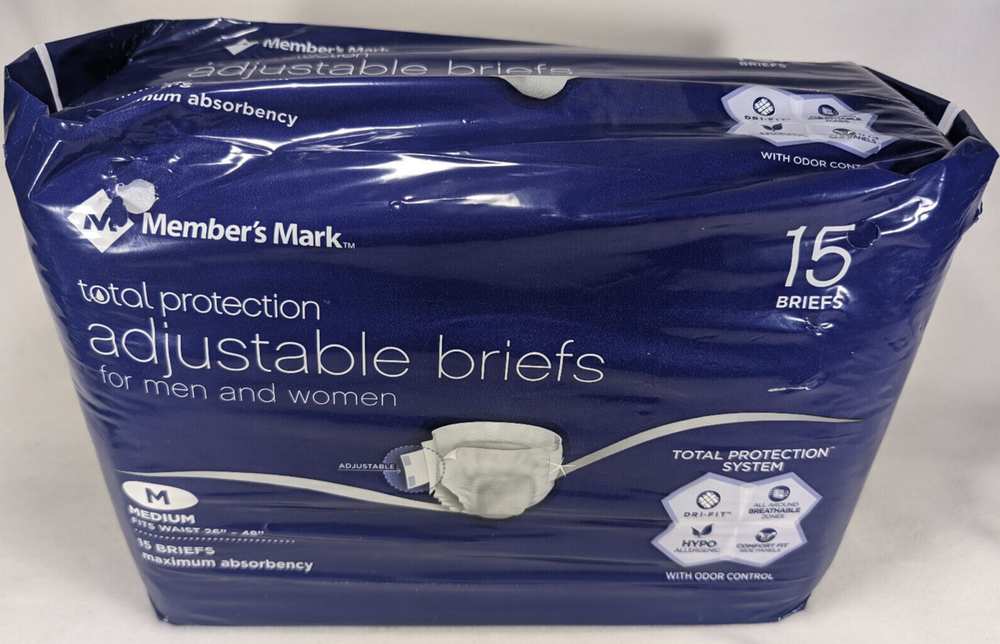 Members Mark Adjustable Briefs for Men & Women - Medium 15-Pack  -image