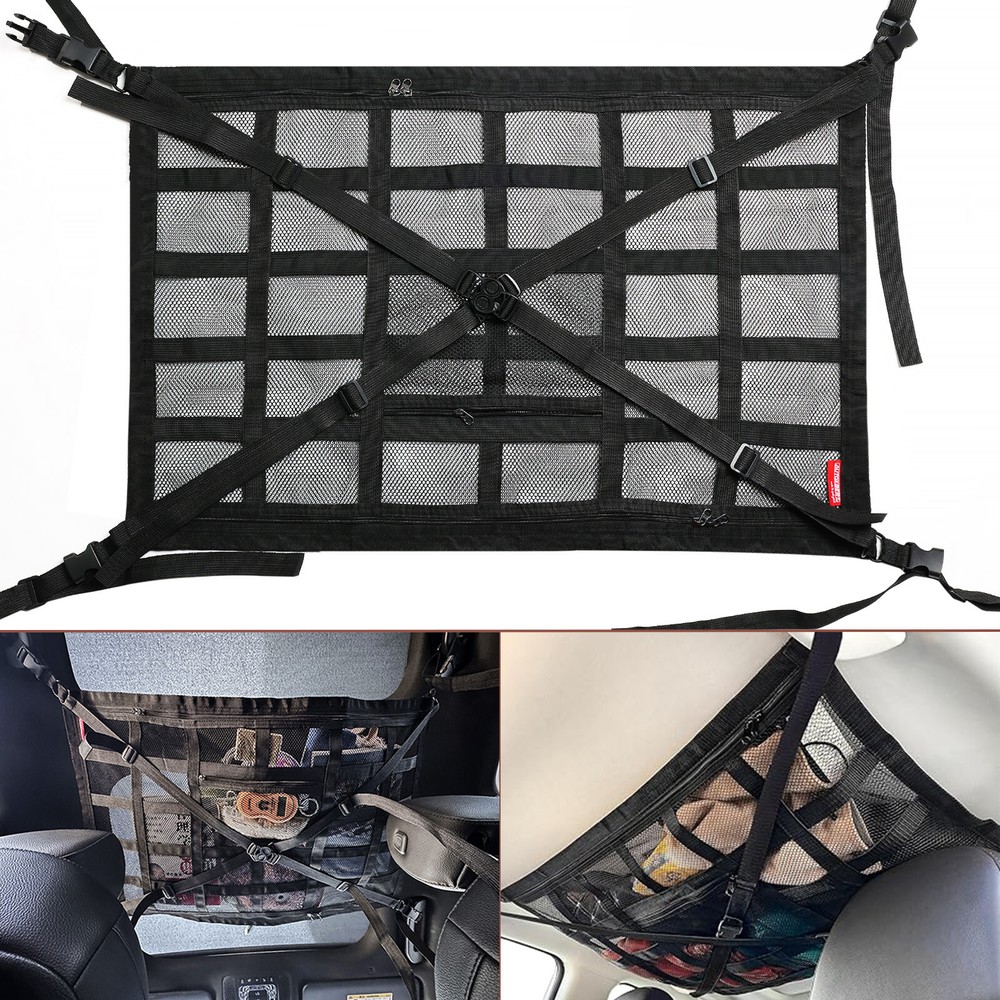 Car Ceiling Cargo Net Pocket 31.5''x20.8'',Car Living Essentials for Long Travel