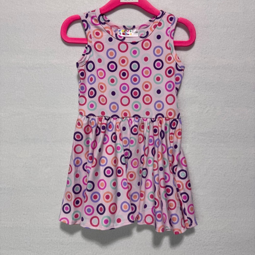 Pink Multi-Color Circle Tank Dress for Girls Size 12-24 Months NWT