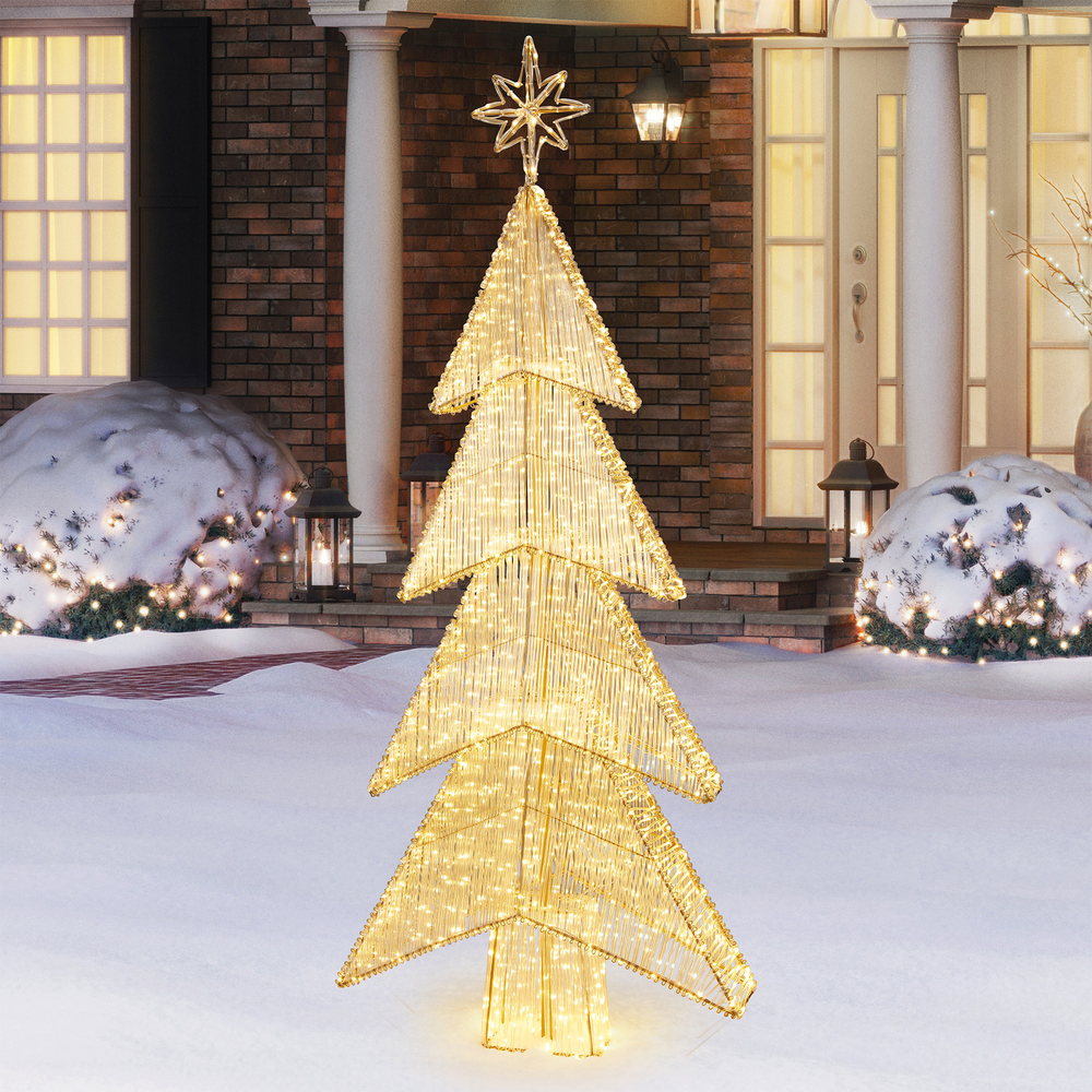 7’ String Christmas Tree, 2000 LED Lights, Holiday Indoor/Outdoor Decorations