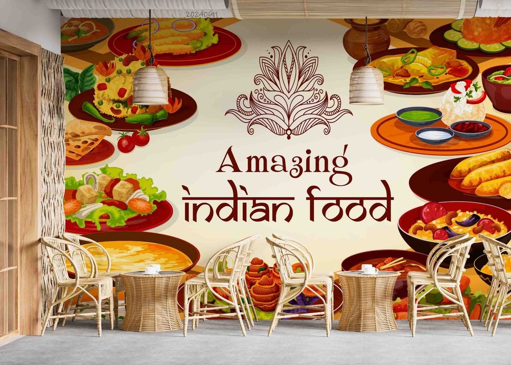 3D Indian Food Illustration Wall Murals Wallpaper Murals Wall Sticker 2
