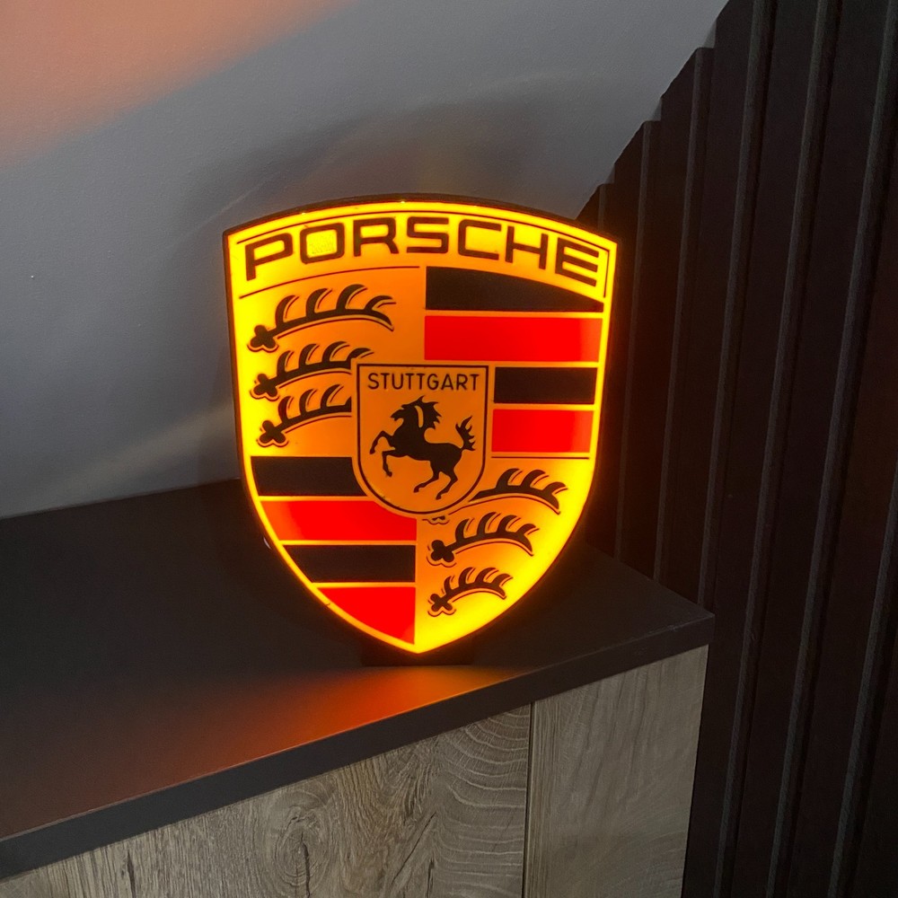 Porsche Light LED Lightbox USB Powered Lamp Car Light Man Cave Gift