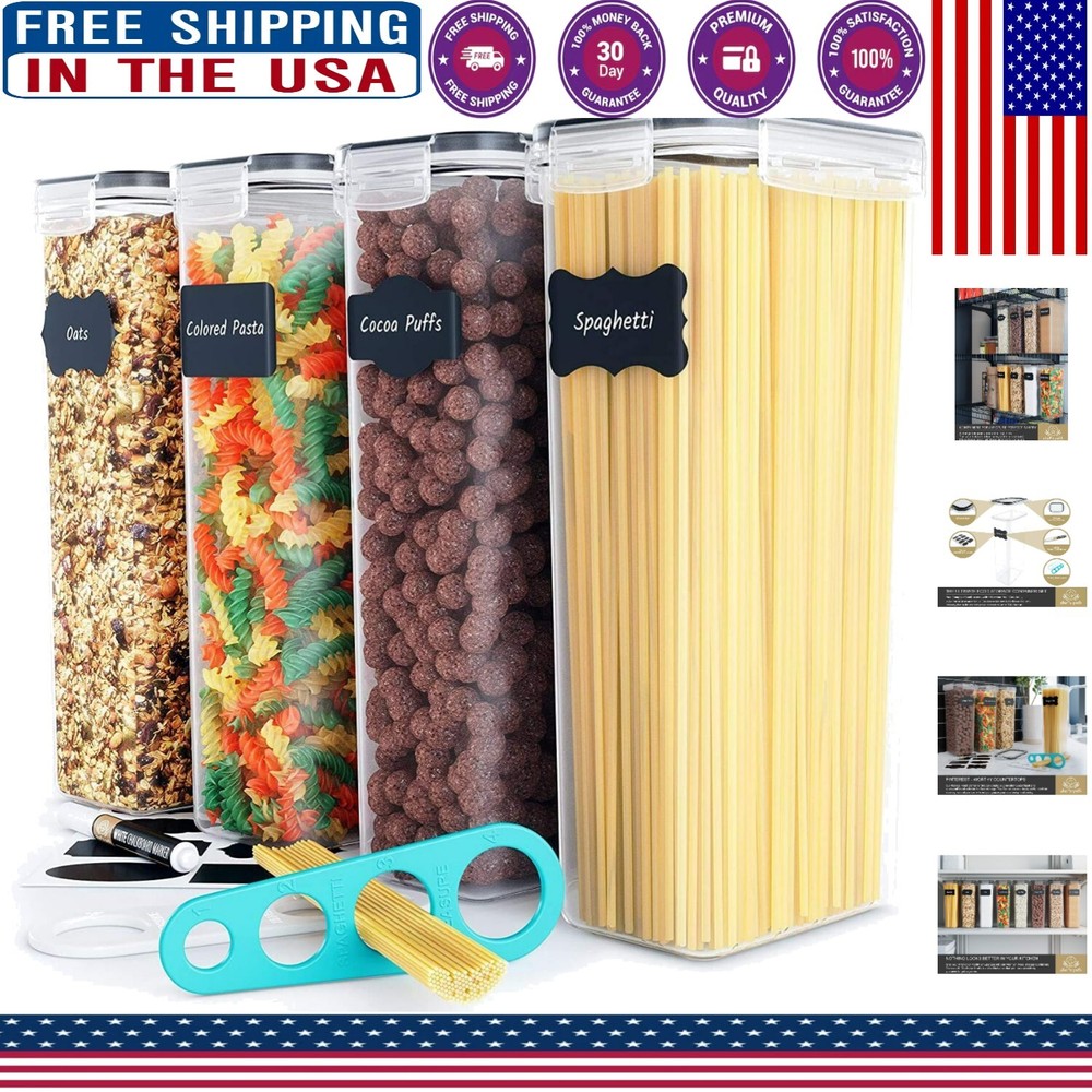 Airtight 4-Pack Food Storage Canisters 2.8L with Reusable Labels