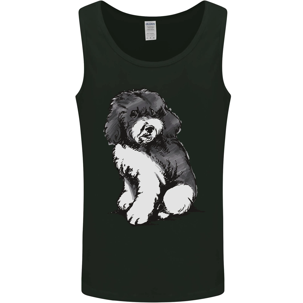 Harlequin Poodle Sketch Mens Sleeveless Vest Tank Top  