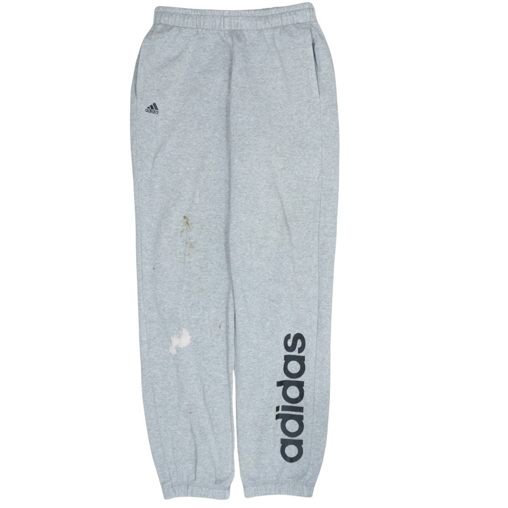 Adidas Mens Joggers Grey Fleece Elastic Waist Big Logo Cuffed Track Pants M