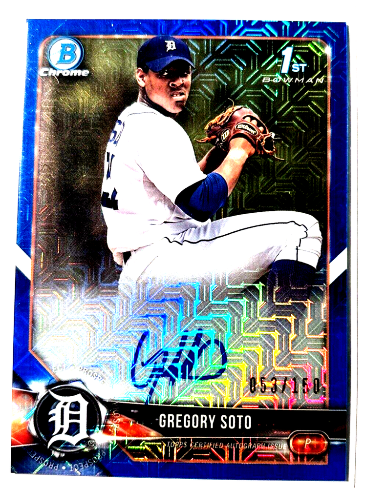 2018 Bowman Chrome Prospect Autographs Blue Mojo Refractors #BCPAGSO Gregory Sot