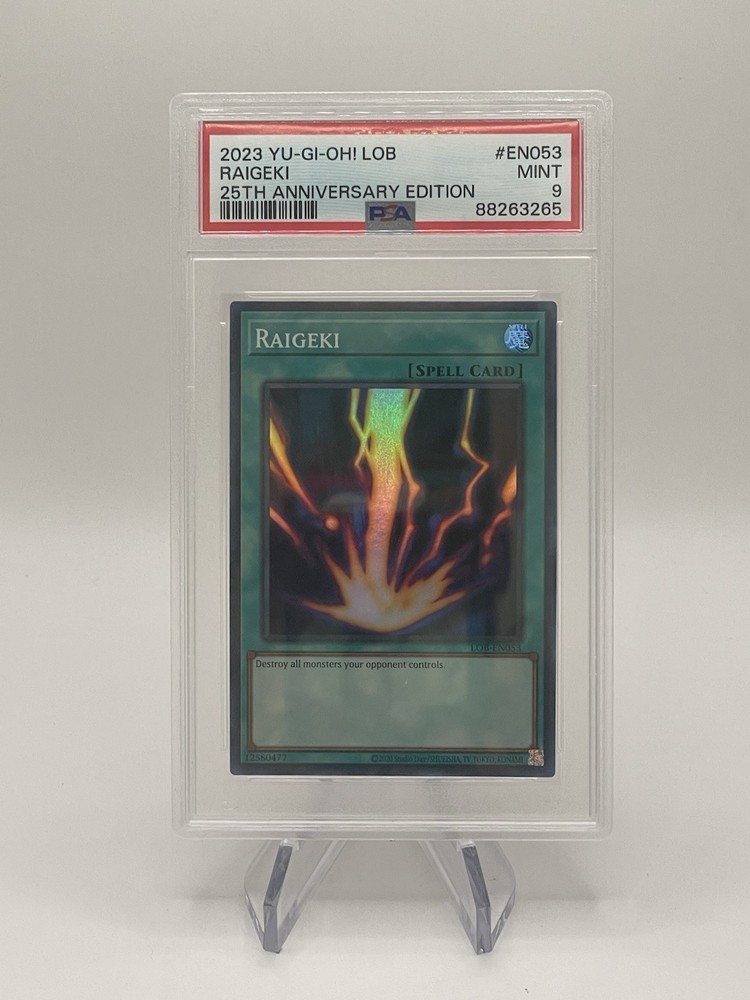 Yu-Gi-Oh! PSA 9 Raigeki LOB-EN053 Legend of Blue Eyes White Dragon 25th