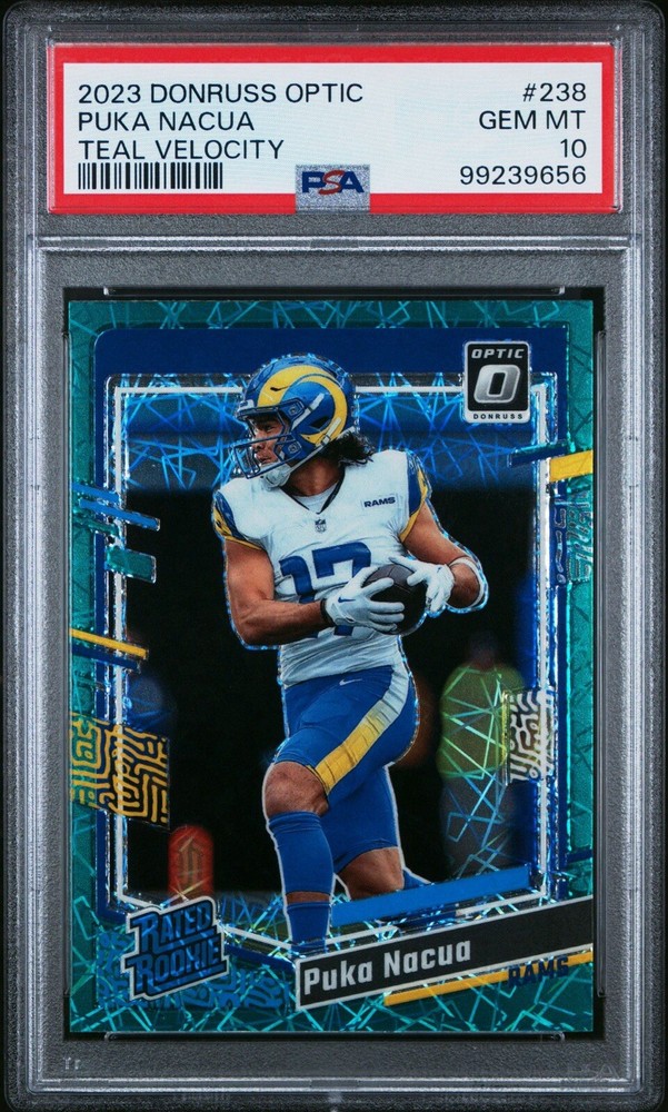 2023 Panini Donruss Optic Puka Nacua Teal Velocity Prizm #238 PSA 10 GEM MINT