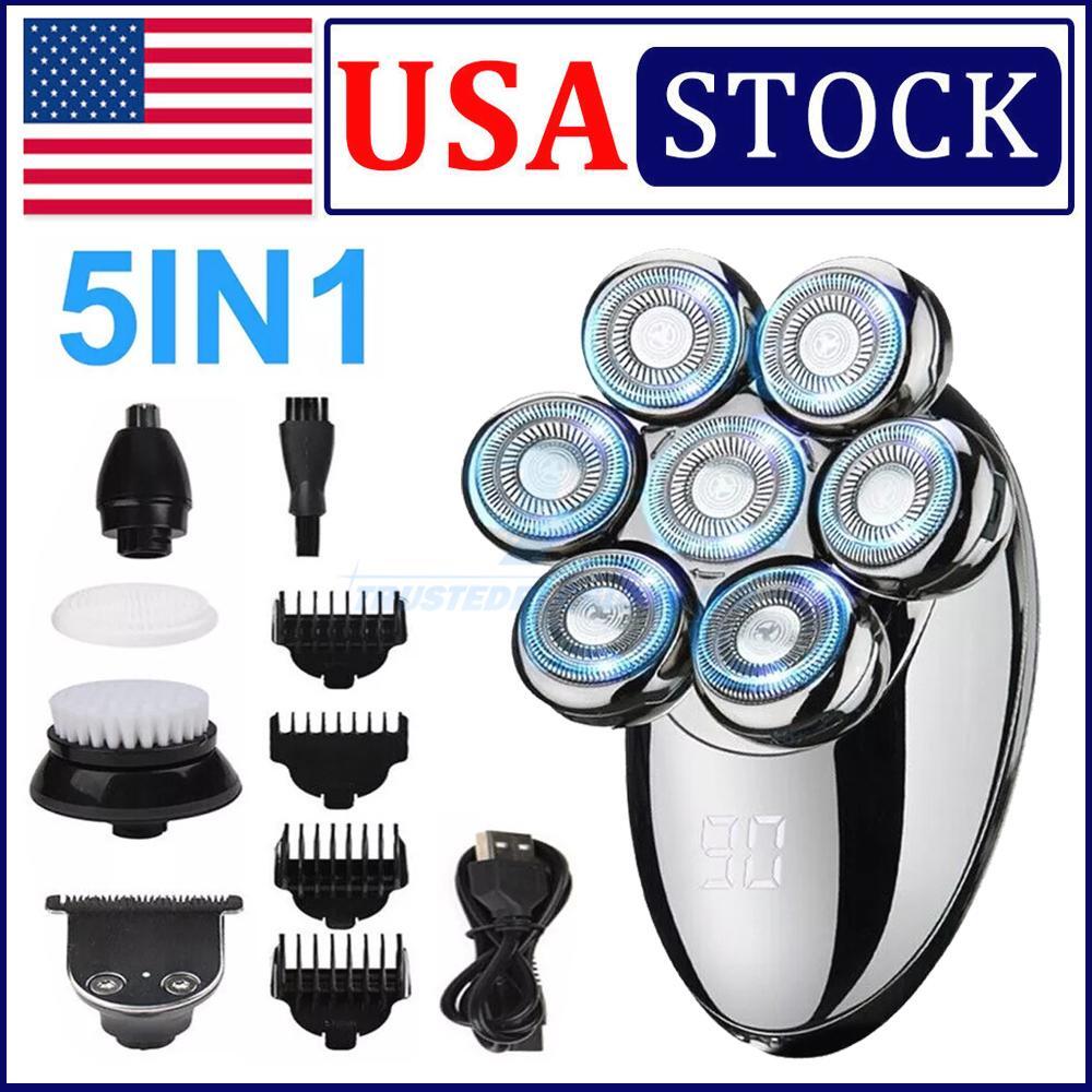 7D 5-in-1 Shaver Cordless Hair Trimmer Bald Head Razor Electric For Men Wet Dry