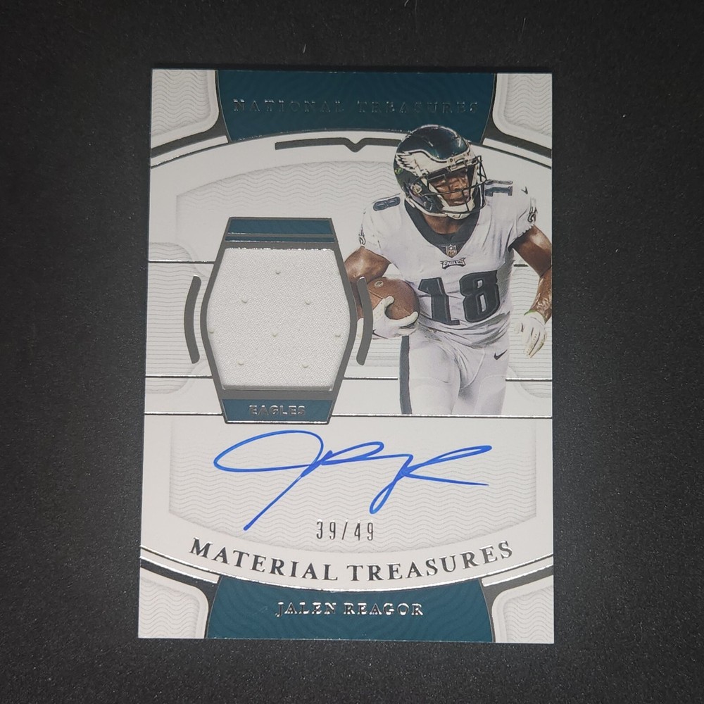 2021 Panini National Treasures Material Signatures Jalen Reagor Auto 39/49 Philadelphia Eagles Rookie Card