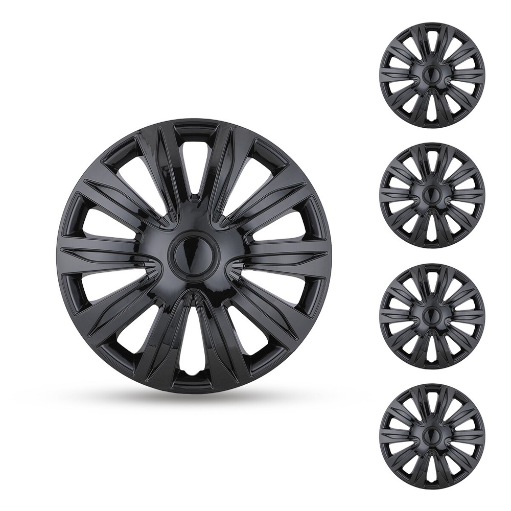 Universal Black Wheel Hub Caps 14 Inch Fit Chevy Toyota 4x14 Rim Trim Rings  
