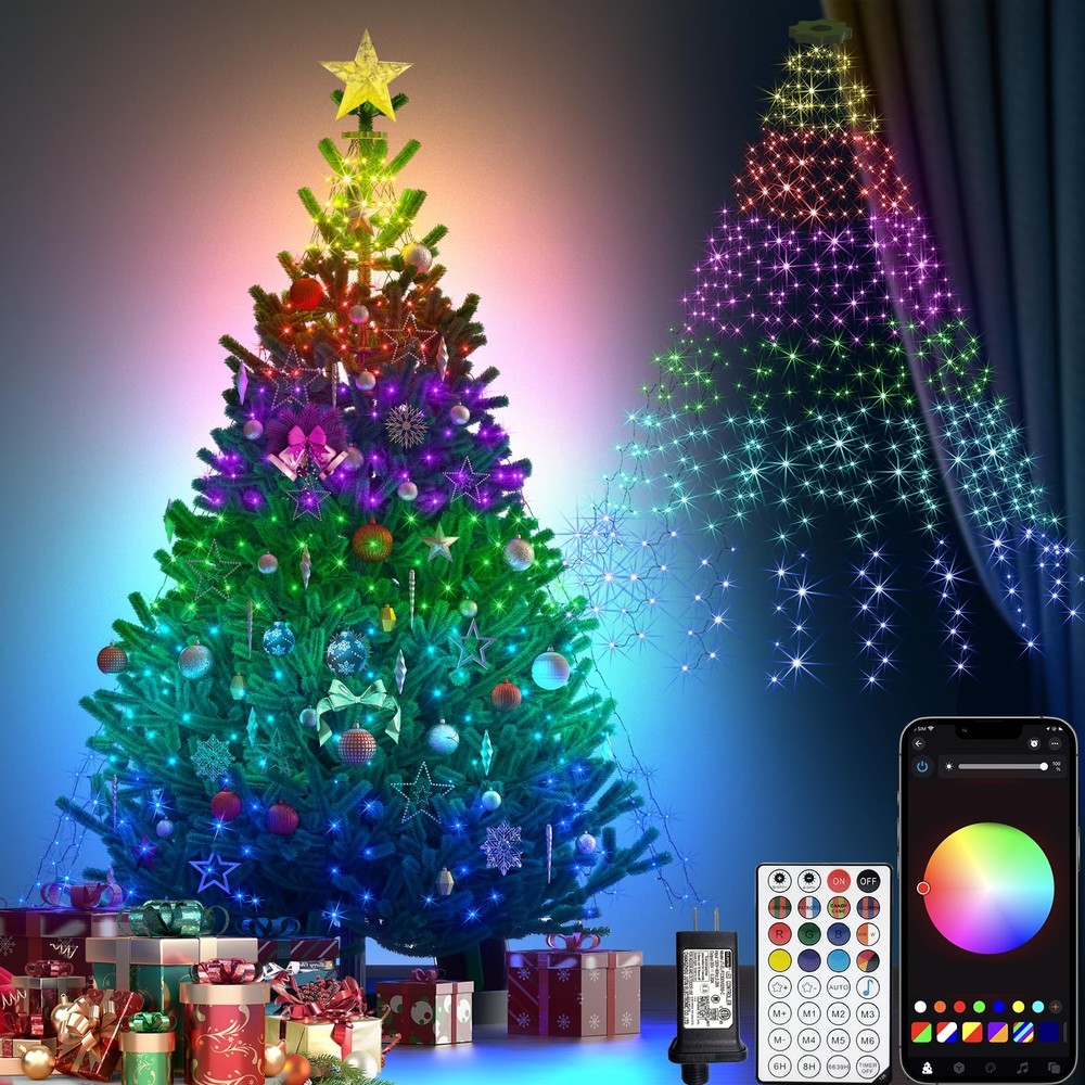 Smart Christmas Tree Lights, 6.6Ft 16 Line 400 RGB LED Multicolor Changing, V...