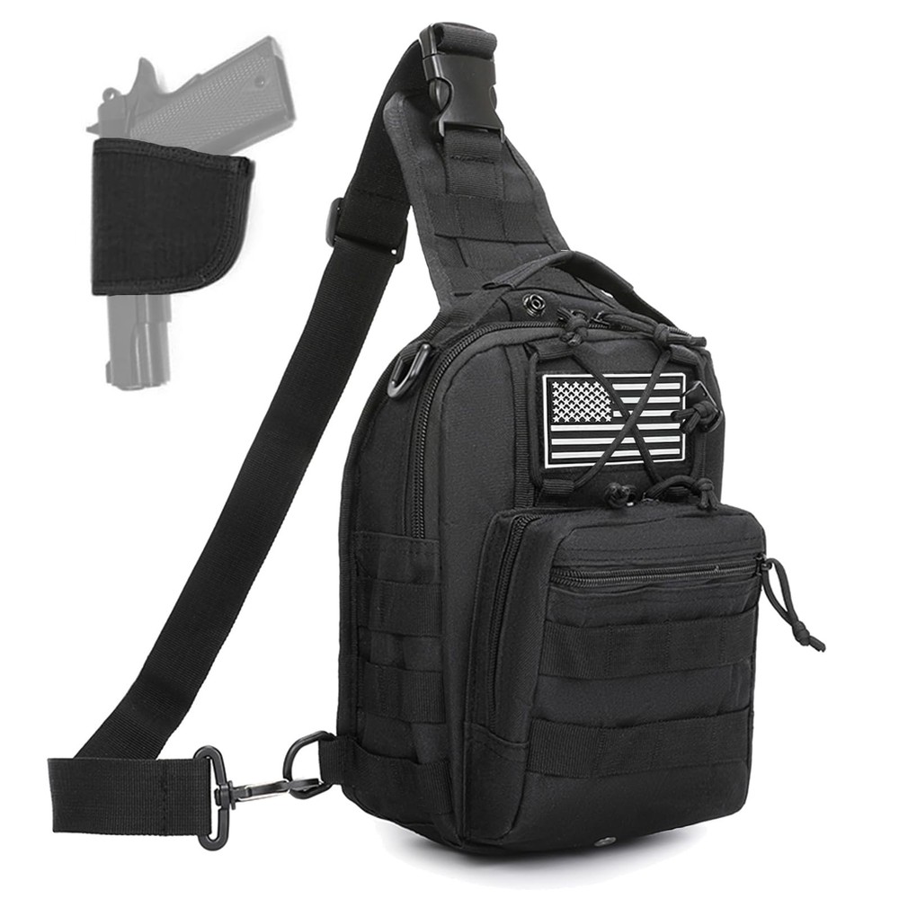 Tactical Sling Bag for Men with Holster and US Flag Design