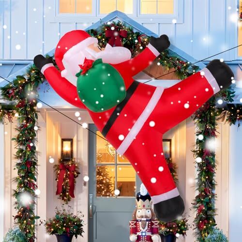 6 FT Tall Christmas Inflatables Outdoor Decorations, Blow Up Wall Climbing