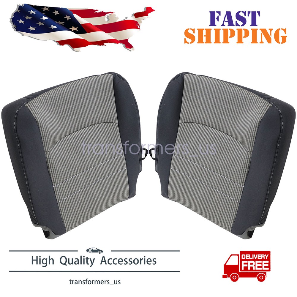 For 2009-2012 Dodge Ram 1500 2500 Driver &Passenger Bottom Cloth Seat Cover Gray