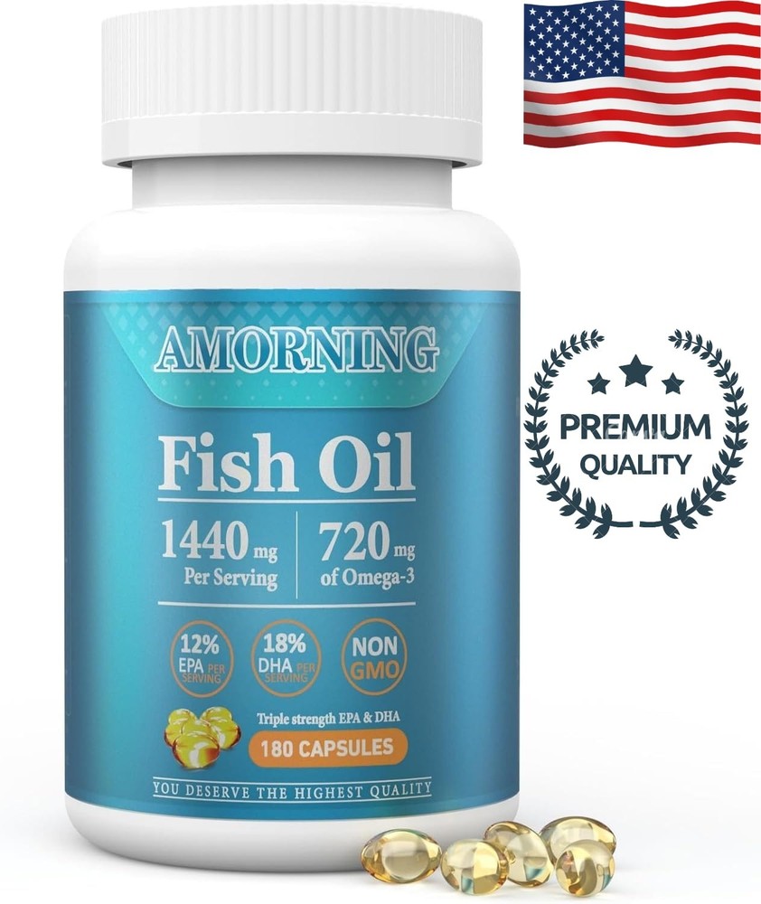 Fish Oil Omega-3 Fatty Acid Supplement 180 Small Softgels 1440mg
