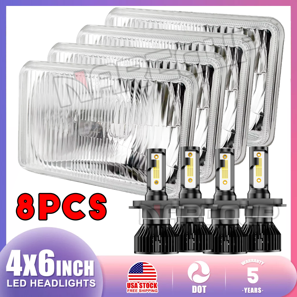 4PCS 4x6 Hi-Lo LED Headlights for 1981-1986 Chevy C10 Trucks