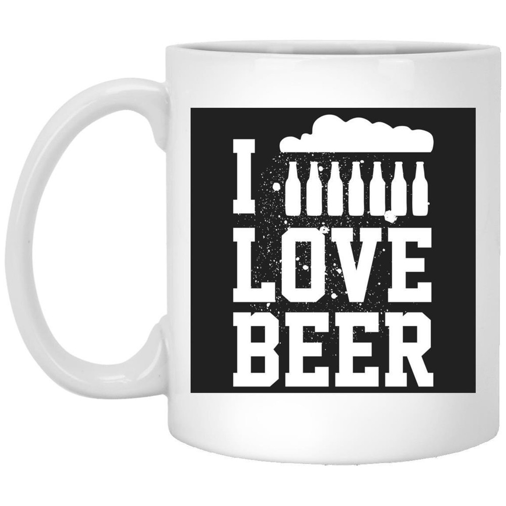 Funny I Love Beer Mug Gift for Him Her Coffee or Beer Lovers  