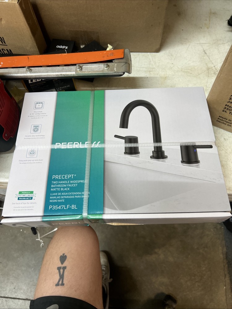 Peerless P3547LF Matte Black Widespread Bathroom Faucet with Two Handles