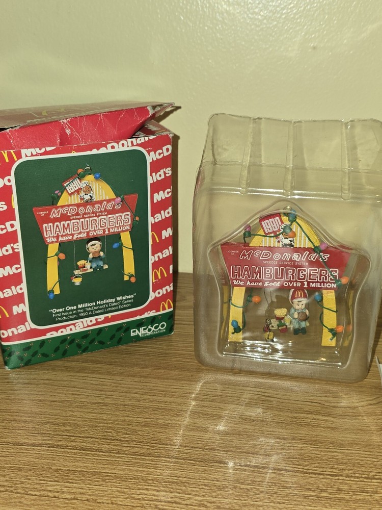 1990 Enesco McDonalds Christmas Ornament Over One Million Holiday Letter and Pin