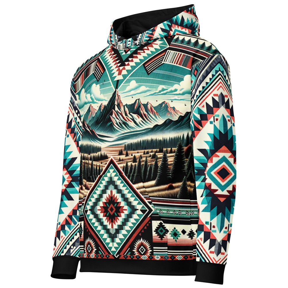 Aztec Mountain Hoodie Unisex All-Over Print Boho Outdoor Adventure Pullover