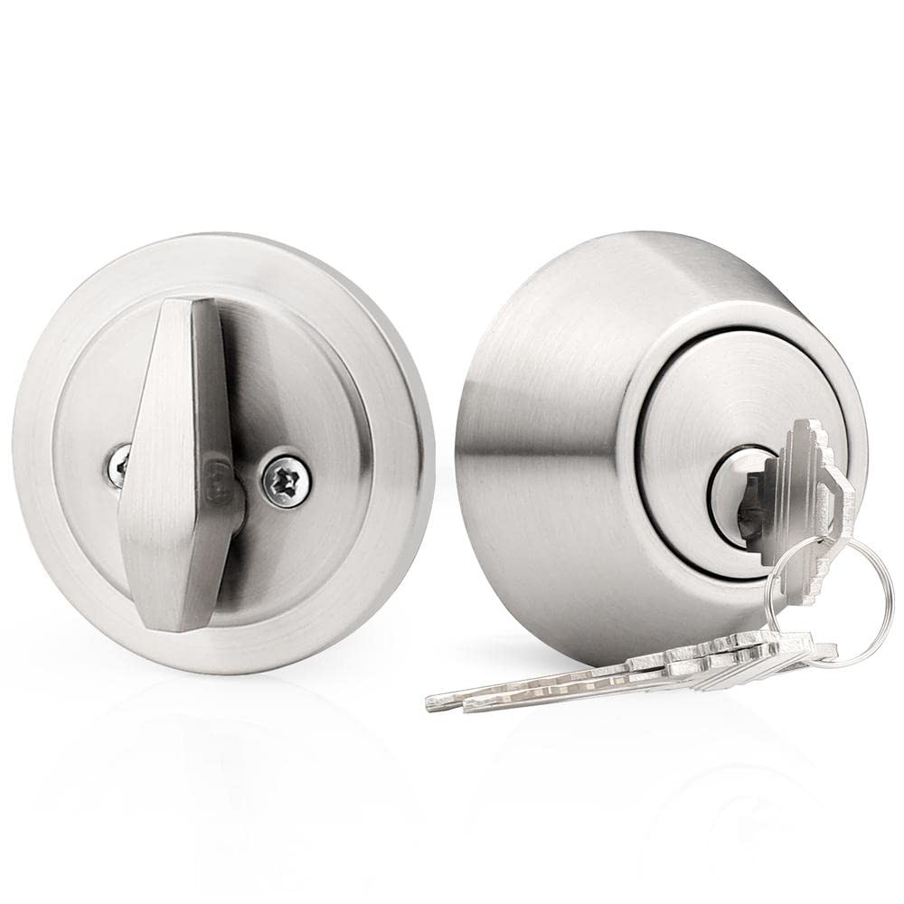 Brushed Satin Nickel Single Cylinder Deadbolt with Keyway
