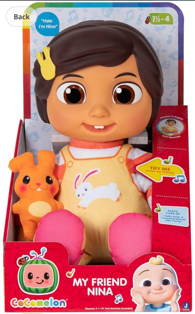 CoComelon My Friend Nina Doll, Soft Plush Body - Music, Sounds