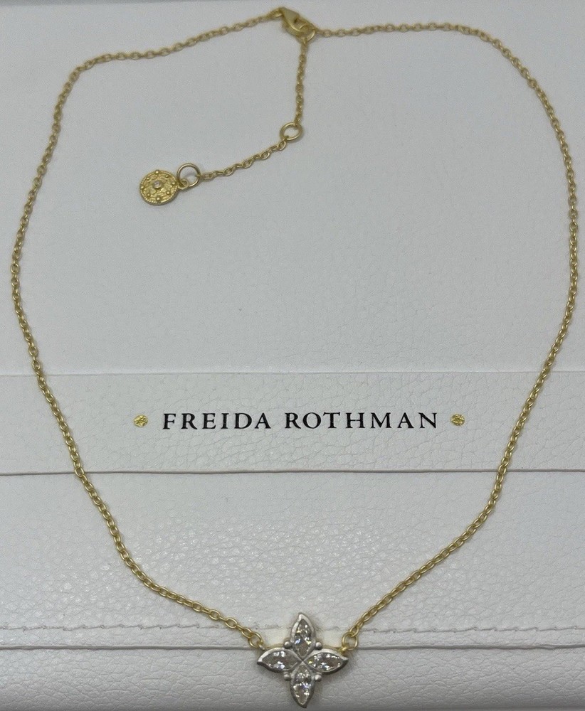 Freida Rothman Fleur Bloom Petal Pendant Adjustable Necklace 16-18 In