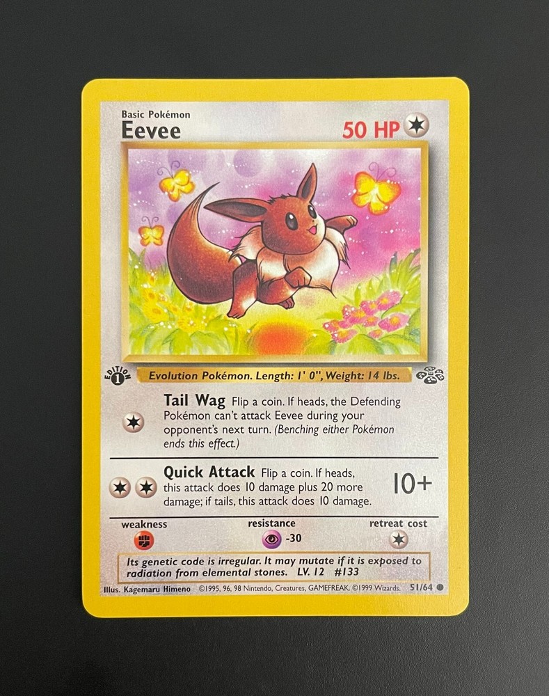 1st Edition Eevee Pokemon Card 51/64 in Excellent Condition  