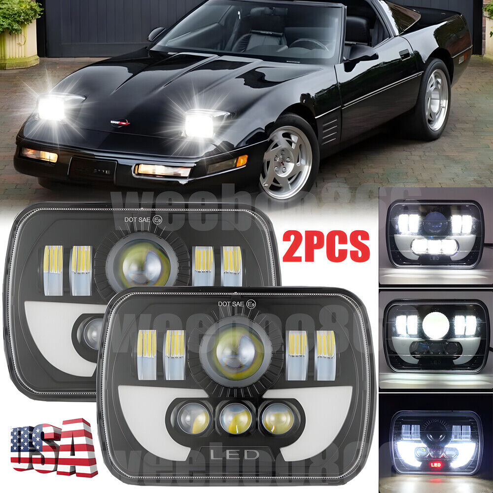 DOT Pair 7x6 5x7 Led Headlights High/Low beam For Chevrolet Corvette 1984-1996